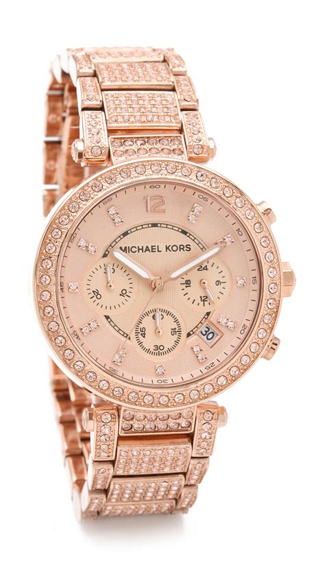 michael kors rose gold watches|michael kors parker chronograph watch.